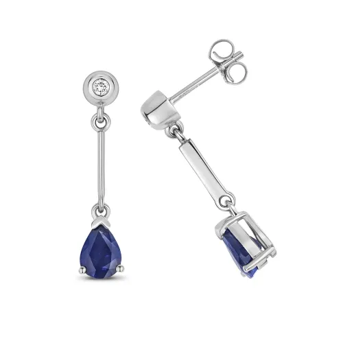 White gold Sapphire Drop Earrings